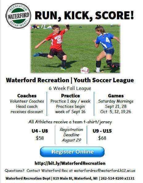 Youth Fall Soccer League | Waterford School District