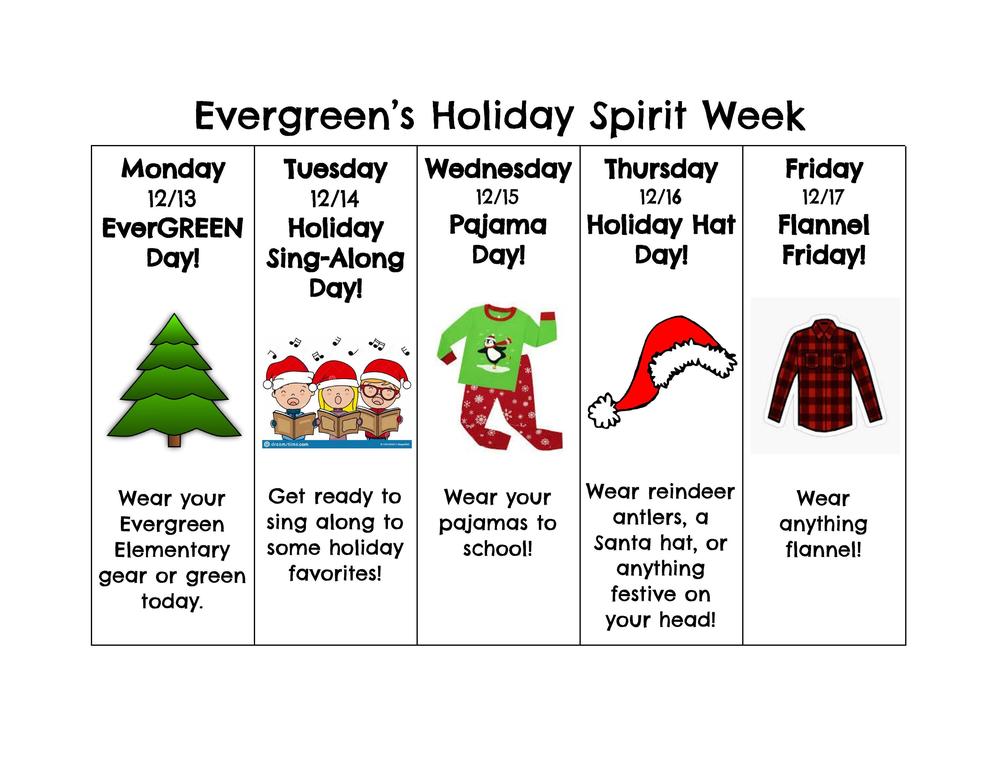 EVERGREEN'S HOLIDAY SPIRIT WEEK