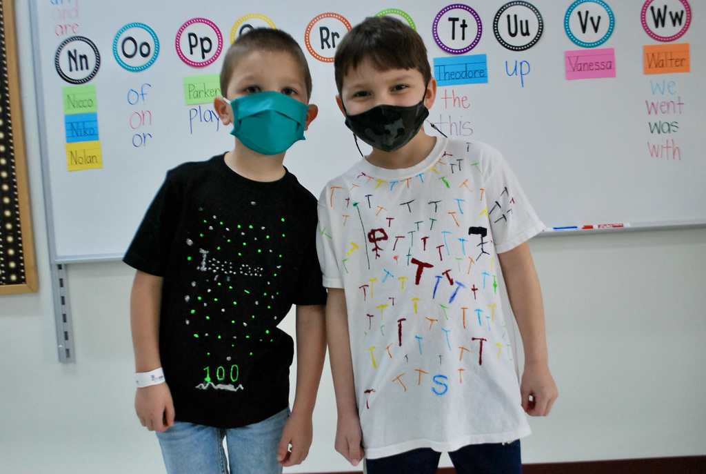 Wear 100 items on your shirt for 100 days of school.