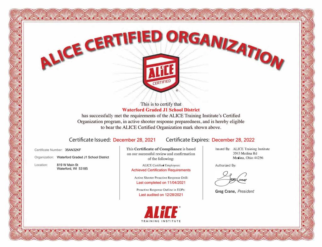 ALICE Certified Organization